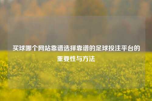 买球哪个网站靠谱选择靠谱的足球投注平台的重要性与方法